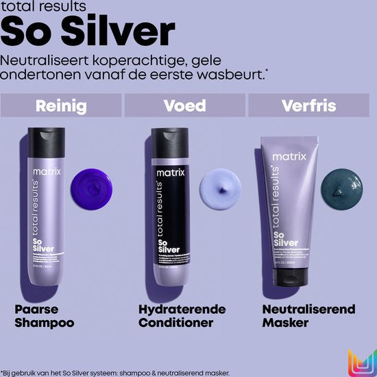 Matrix Total Results So Silver Shampoo – Reinigt en neutraliseert blond, grijs en wit haar – 300 ml