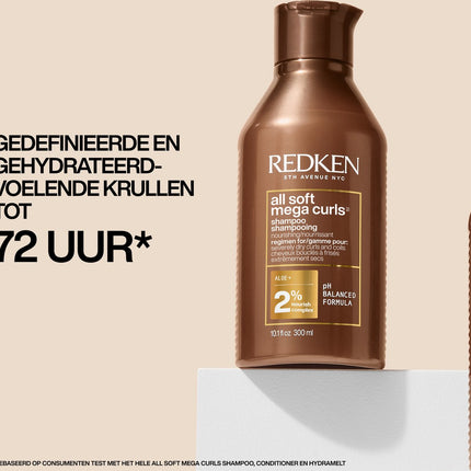 Redken All Soft Mega Curls Shampoo – Voedende shampoo voor krullen en kroeshaar – 300 ml