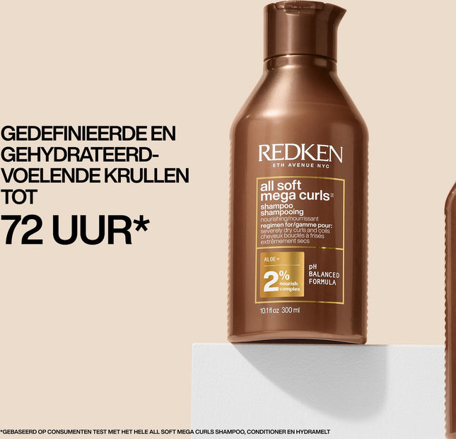 Redken All Soft Mega Curls Shampoo – Voedende shampoo voor krullen en kroeshaar – 300 ml