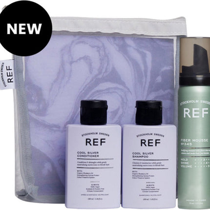 REF Stockholm - Cool Silver Pakket - Vakantiepakket - Reisverpakkingen - Shampoo Conditioner Fiber Mousse