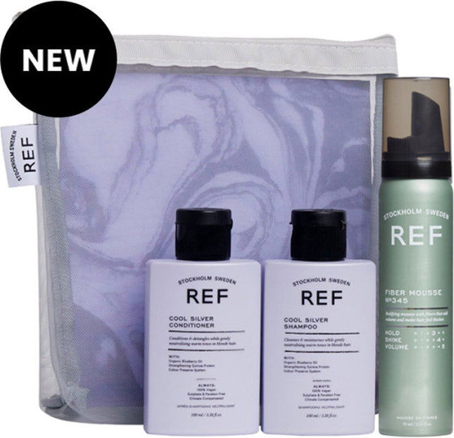REF Stockholm - Cool Silver Pakket - Vakantiepakket - Reisverpakkingen - Shampoo Conditioner Fiber Mousse