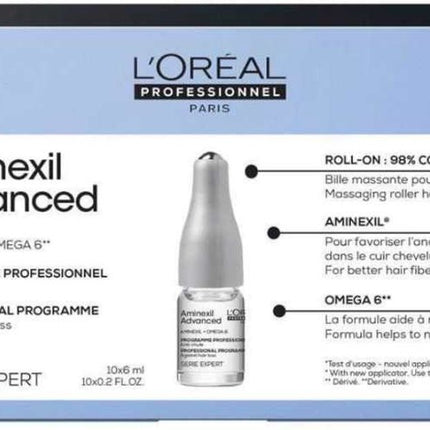 L’Oréal Professionnel Aminexil Advanced Anti-haaruitval activatie programma - Voor haar met neiging tot uitvallen - 10 x 6 ml.