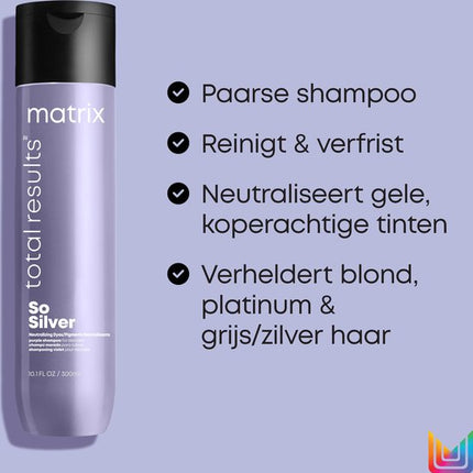 Matrix Total Results So Silver Shampoo – Reinigt en neutraliseert blond, grijs en wit haar – 300 ml