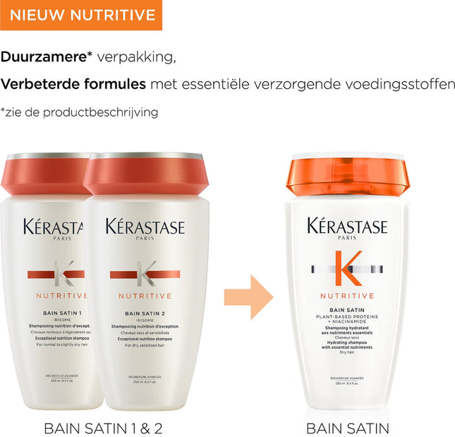Kérastase Nutritive Bain Satin Shampoo voor droog haar - Normale shampoo vrouwen - Voor Alle haartypes 250ml
