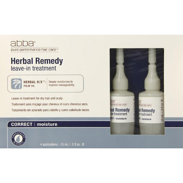 Abba Herbal Remedy Leave-In Behandeling Vocht voor droog haar en hoofdhuid 4x0,5oz 4x15ml