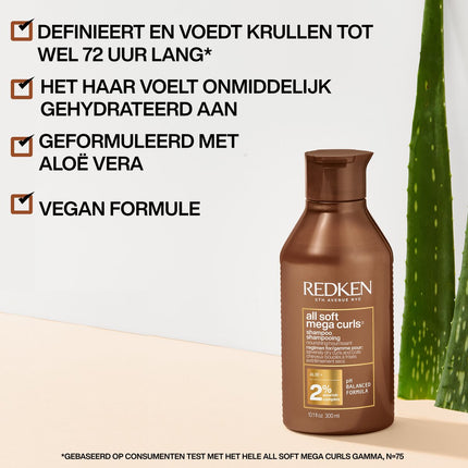 Redken All Soft Mega Curls Shampoo – Voedende shampoo voor krullen en kroeshaar – 300 ml