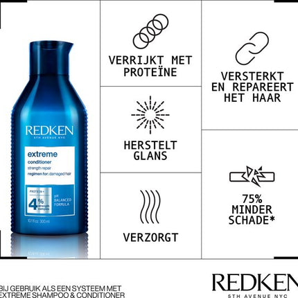 Redken Extreme Conditioner – Herstelt beschadigd haar en voorkomt haarbreuk – 500 ml