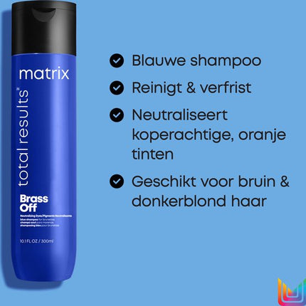 Matrix Total Results Brass Off Shampoo – Neutraliseert warme ondertonen in bruin haar – 300 ml