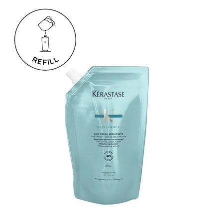 Kérastase Résistance Bain Force Architecte Shampoonavulling – Herstelt en versterkt het haar - Voor beschadigd haar - 500ml