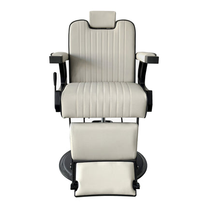 Luxe Retro Kappersstoel - Herenstoel - Barberstoel - Beige met Verstelbare Functies