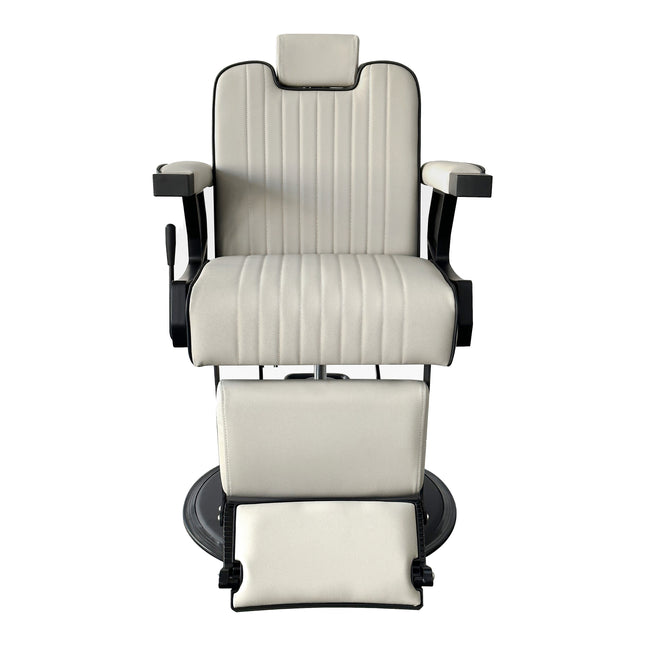 Luxe Retro Kappersstoel - Herenstoel - Barberstoel - Beige met Verstelbare Functies