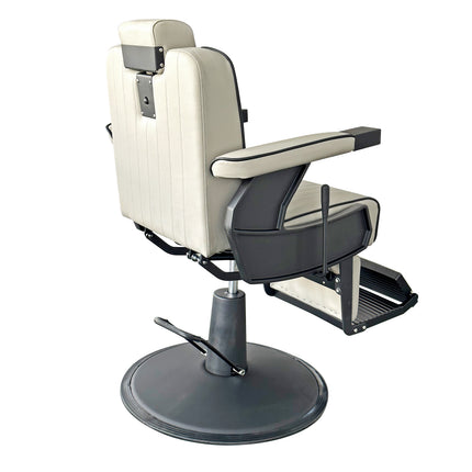 Luxe Retro Kappersstoel - Herenstoel - Barberstoel - Beige met Verstelbare Functies