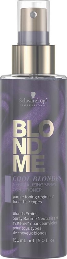 Schwarzkopf BlondMe Cool Blondes Neutralizing Spray Conditioner 150 ML - vrouwen - Voor Beschadigd haar/Geblondeerd haar - Conditioner voor ieder haartype