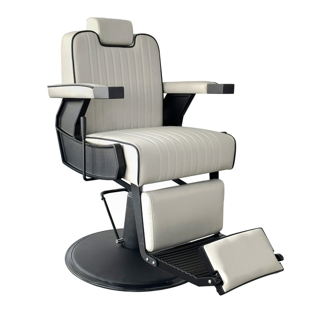 Luxe Retro Kappersstoel - Herenstoel - Barberstoel - Beige met Verstelbare Functies