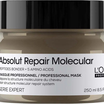 L’Oréal Professionnel Absolut Repair Molecular Rinse-Off Masker – Herstellende en versterkende werking - Voor zeer beschadigd haar - 250ml