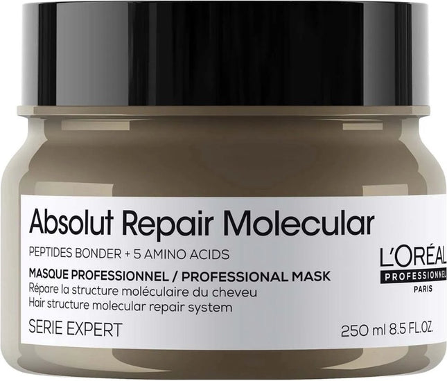 L’Oréal Professionnel Absolut Repair Molecular Rinse-Off Masker – Herstellende en versterkende werking - Voor zeer beschadigd haar - 250ml