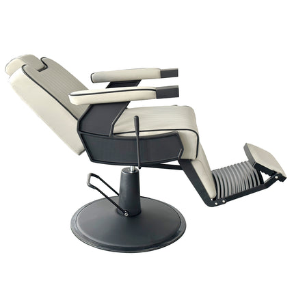 Luxe Retro Kappersstoel - Herenstoel - Barberstoel - Beige met Verstelbare Functies