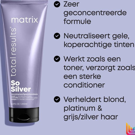 Matrix Total Results So Silver Mask – Verzorgend en kleurneutraliserend masker voor blond, grijs en wit haar – 200 ml