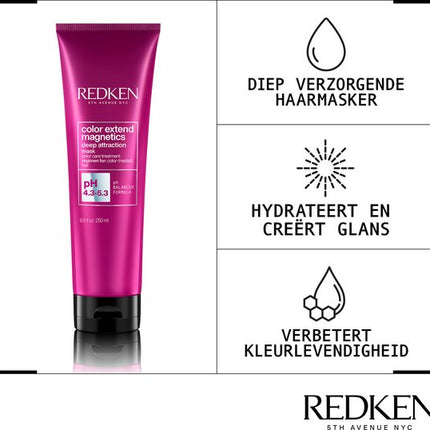 Redken Color Extend Magnetics Mask – Intensieve verzorging en kleurbehoud van gekleurd haar – 250 ml