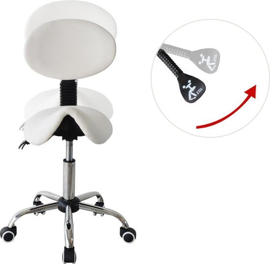 Zadelkruk ergonomisch rugleuning kantelbaar - kapperskruk - tabouret - hoogte verstelbaar