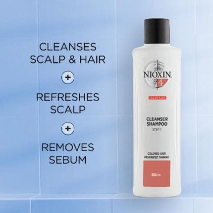 Nioxin System 4 Cleanser 300ml - Normale shampoo vrouwen - Voor Beschadigd haar/Droog haar/Gekleurd haar