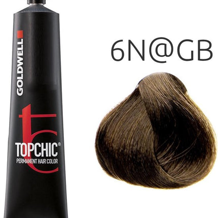 Goldwell Haarverf Topchic Permanent Hair Color 6N@GB Dark Blonde Elumenated Golden Brown