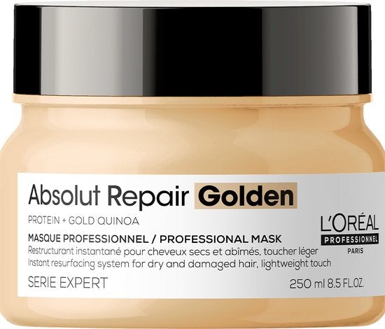 L’Oréal Professionnel Absolut Repair Golden Mask –Herstelt fijner, beschadigd haar – Serie Expert – 250 ml
