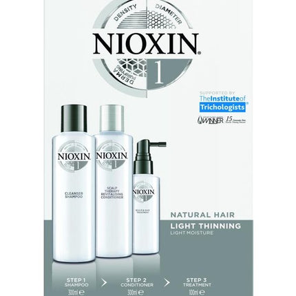 Nioxin 3D Verzorgingssysteem Kit 1 (voor natuurlijk, licht dunner wordend haar)