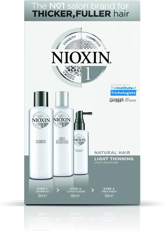 Nioxin 3D Verzorgingssysteem Kit 1 (voor natuurlijk, licht dunner wordend haar)