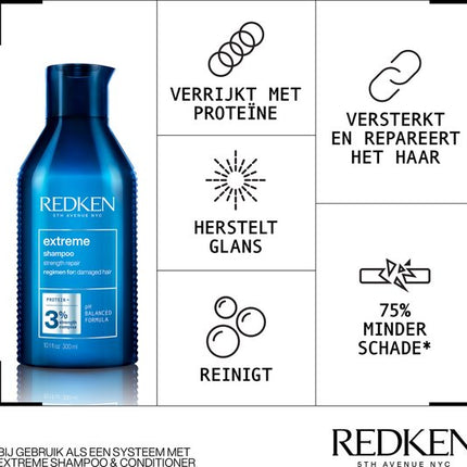 Redken Extreme Shampoo – Reinigt en versterkt beschadigd haar – 300 ml