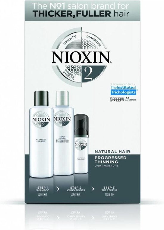 Nioxin Trial Kit Systeem 2 - Normale shampoo vrouwen - Voor Beschadigd haar/Droog haar/Gevoelige hoofdhuid - 2 x 150 ml, 1 x 40 ml - Normale shampoo vrouwen - Voor Beschadigd haar/Droog haar/Gevoelige hoofdhuid