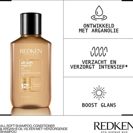 Redken All Soft Argan-6 Oil – Intens hydraterende haarolie voor droog haar – 111 ml