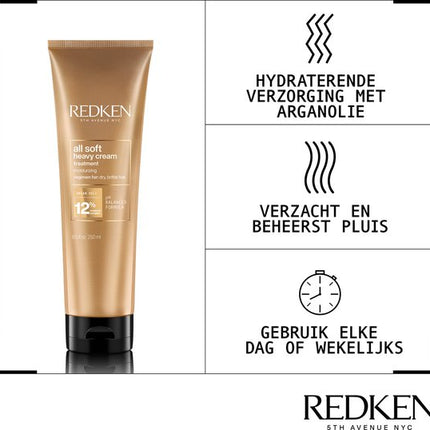 Redken All Soft Heavy Cream Mask – Hydraterend haarmasker voor droog en broos haar – 250 ml