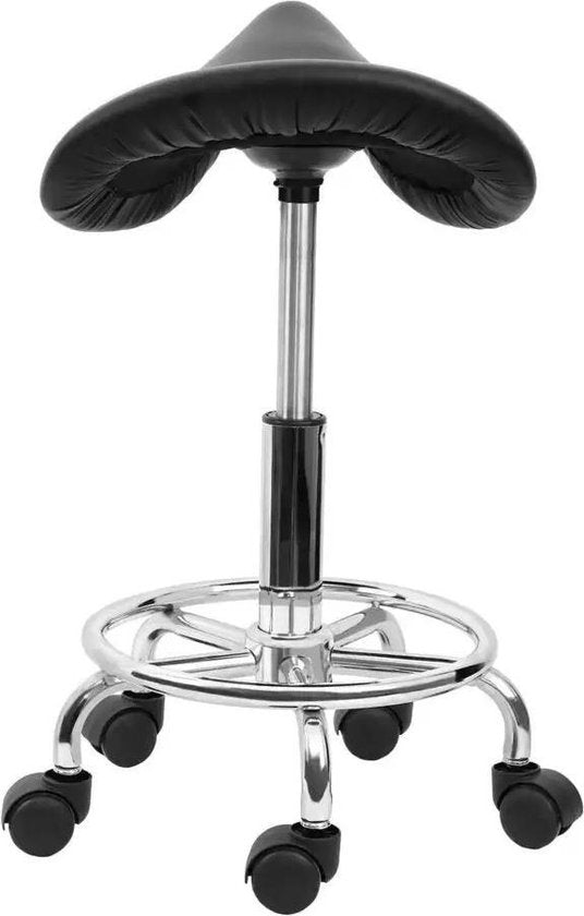 Kapperskruk- Salon kruk- Ergonomische Zadelkruk - Verstelbare kruk- Krukje- Zadelkruk-Tattoo kruk- Zwarte kruk- Verrijdbare kruk-Kruk op wielen