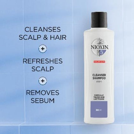 Nioxin System 5 Cleanser 300ml - Normale shampoo vrouwen - Voor Beschadigd haar/Droog haar/Gekleurd haar