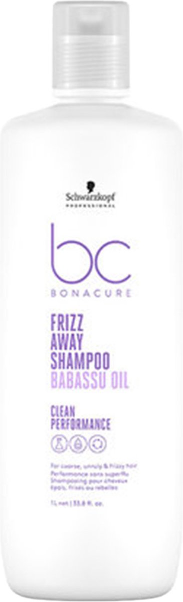 Schwarzkopf Bonacure Frizz Away Shampoo 1000ml - Normale shampoo vrouwen - Voor Alle haartypes