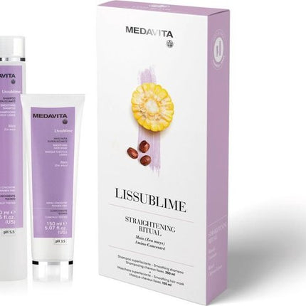 Medavita Lissublime gladmakende shampoo 250ml en conditioner 150ml met natuurlijke ingrediënten | elegante duo box | voor lang, steil en glanzend haar