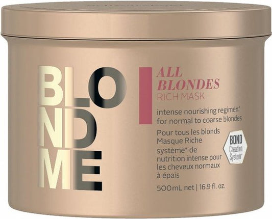 Schwarzkopf BlondMe All Blondes Rich Mask 500ml - Haarmasker droog haar - Haarmasker beschadigd haar