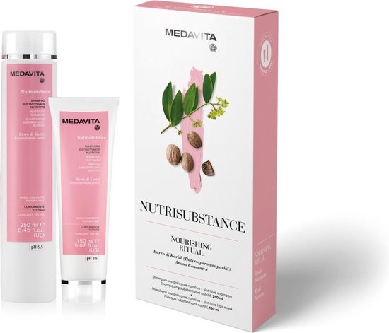 Medavita Nutrisubstance natuurlijke voedende shampoo 250ml en conditioner 150ml | elegante duo box | hydraterend en voedend, voor droog haar